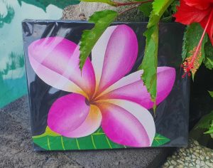 Kézzel festett kép Plumeria - Frangipani virág