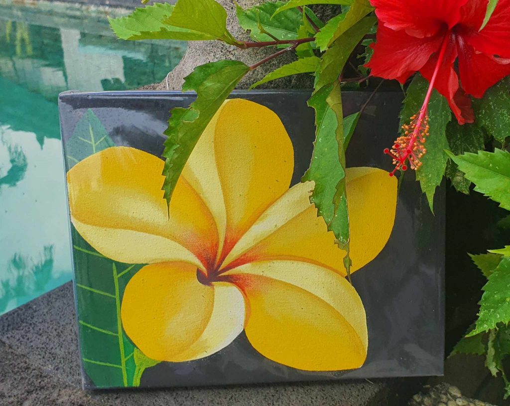 Kézzel festett kép  - Plumeria virág