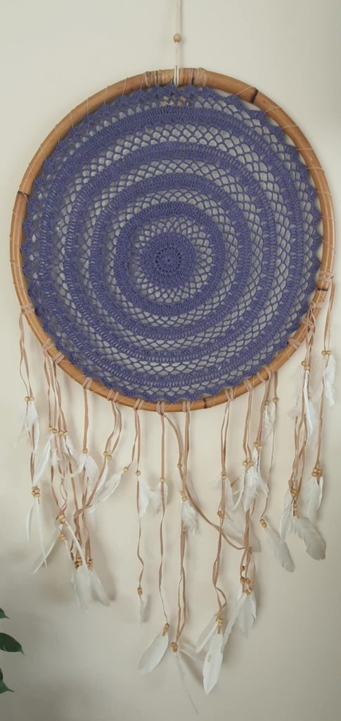 Álomfogó bambusz kerettel-lila