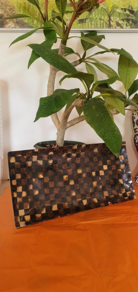 illatos,fahéj fa tál-kockás mintával