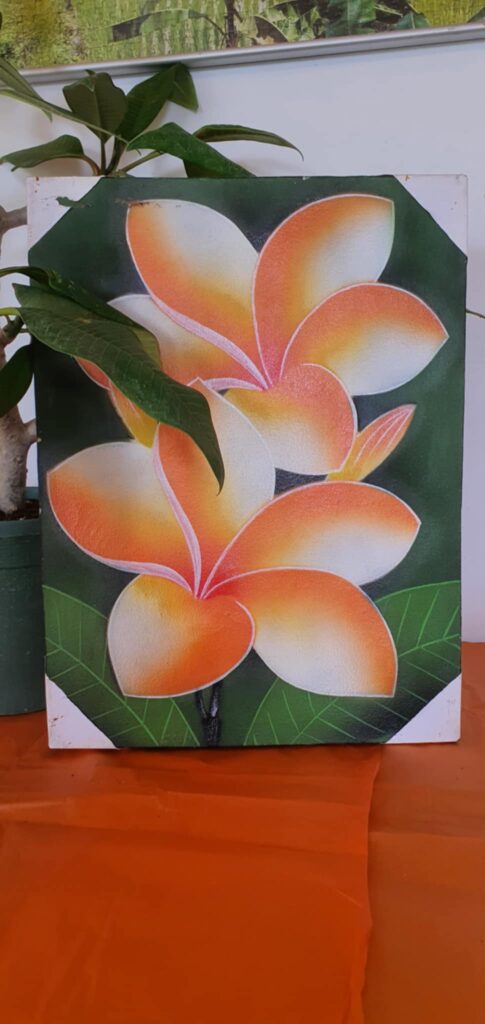 Kézzel festett kép  - Plumeria virág-narancs színű